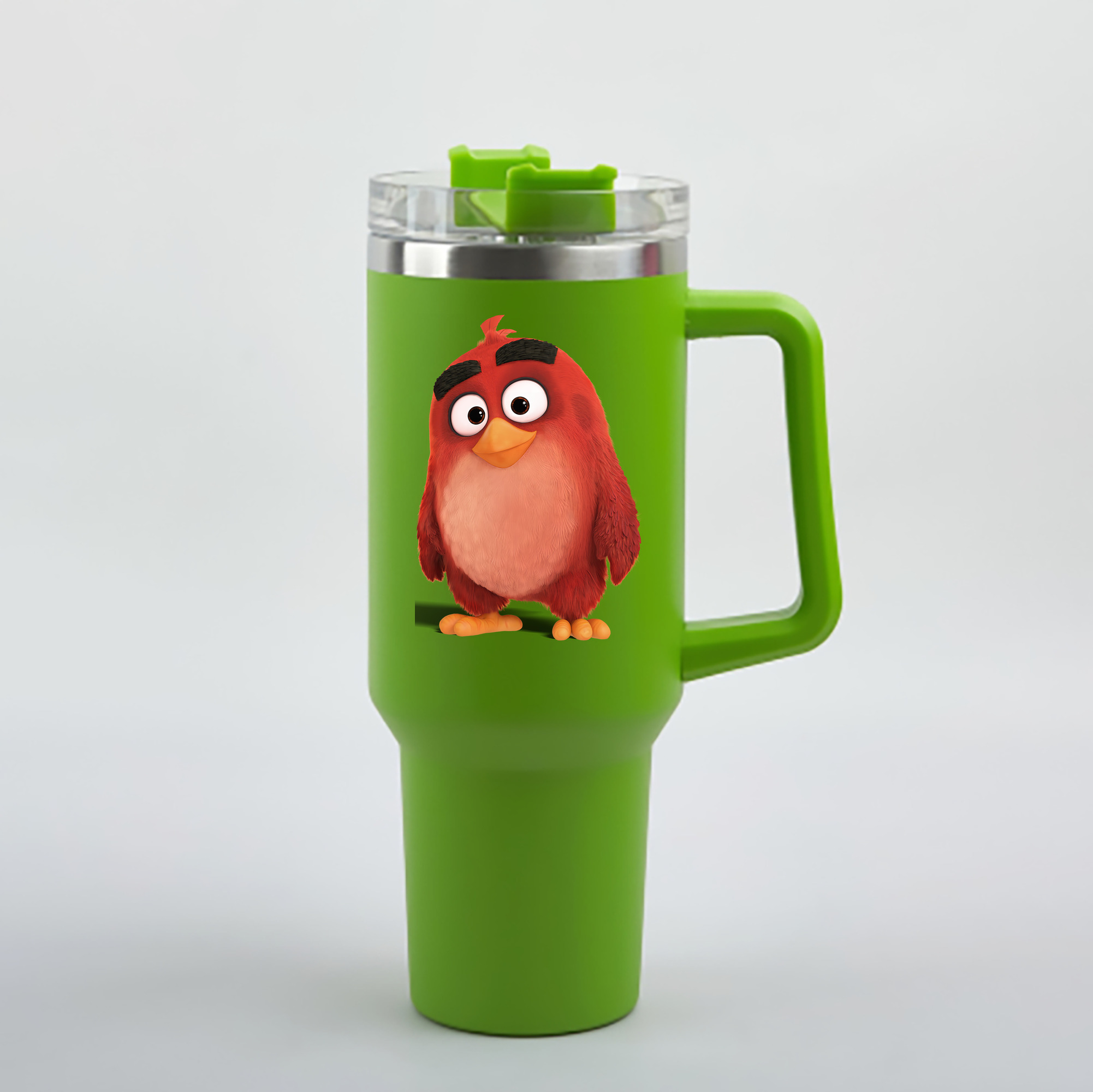 （画像用） Angry Birds アングリーバード 1200mL車用タンブラー - クリスタルステッカー（プラスチックストロー付き）